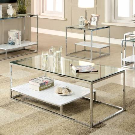 VENDI COFFEE TABLE WHITE & CHROME